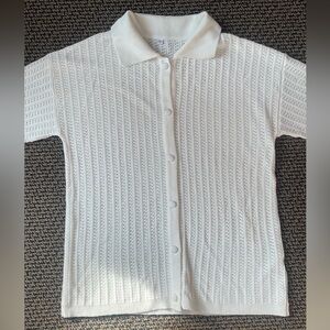 White Button-Up Knit Top